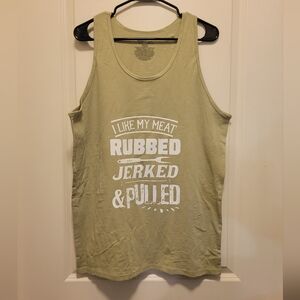 I Like My Meat Rubbed Jerked & Pulled BBQ Humor Mens Handmade Tank